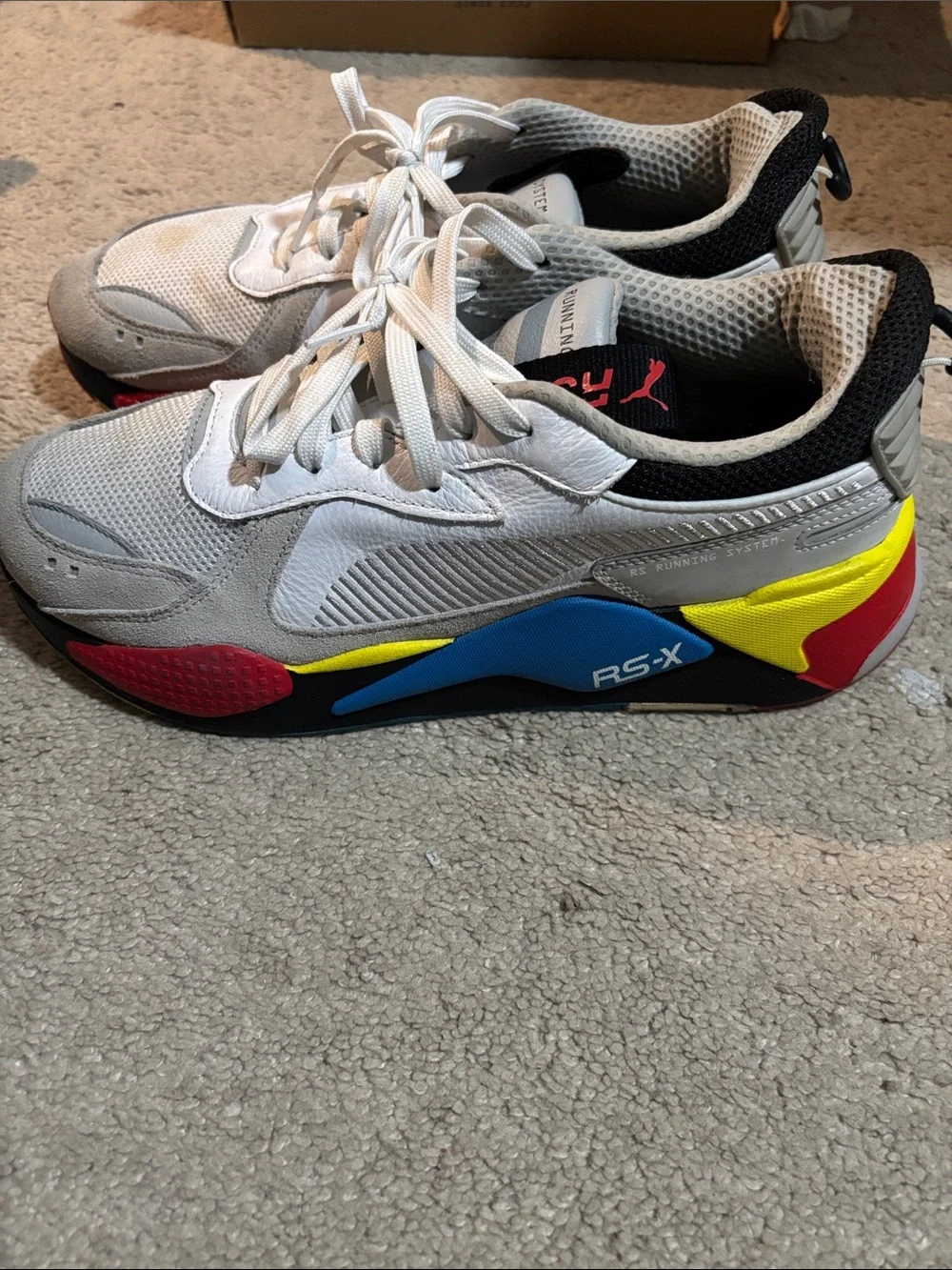 Puma Men’s Athletic Sneakers in White, Gray & Red